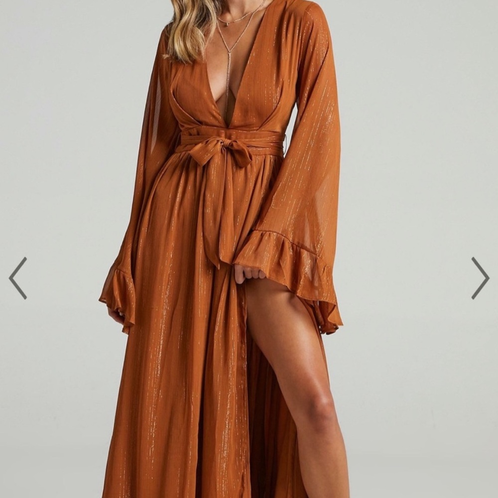 Showpo Dangerous Woman Burnt Orange Dress Size 6